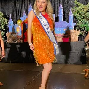 Ashley Lauren Sunset beaded Sequin Dress